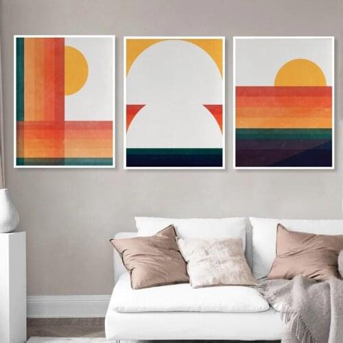 Mid Century Abstract Sun Wall Art Canvas Painting Modern Art Posters and Prints Decoration Pictures Living Room Home Decor