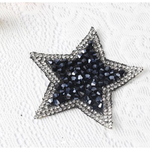 Sparkling Fun Rhinestones Star Embroidered Patch Iron on Sewing Crystal Applique For Jeans Clothing Decorations