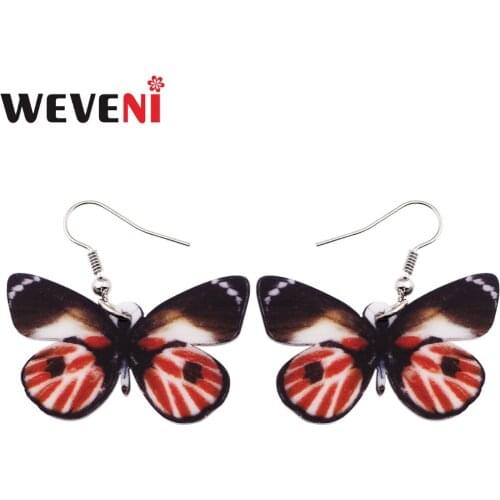 WEVENI Brincos Drop Dangle New Pieridae Long Butterfly Earrings Trendy Statement Insect Jewelry For Women Drop Shipping