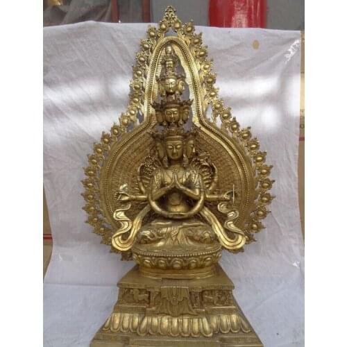 Xd 001915 34" Tibet Bronze Gild Buddhist 1000 Arms Avalokitesvara Kwan-Yin Buddha Statue