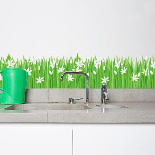 Green Grass Wall Stickers 3D Art Lawn Kitchen Bathroom Waterproof Wallstickers Home Living Room Bedroom Decor Aesthetic Mural