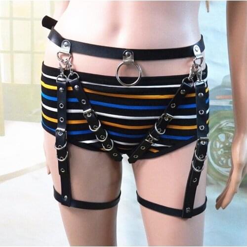 Women Harness O-Ring Waistband Body garter Sexy Garters Bondage Punk Strap Band From Waist To Leg Black Red Suspender Straps