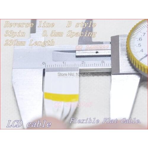 LCD Cable 0.5mm Spacing +230mm Length +33Pin B / Reverse line Soft wire FFC Flexible Flat Cable. 33P*0.5B*230MM