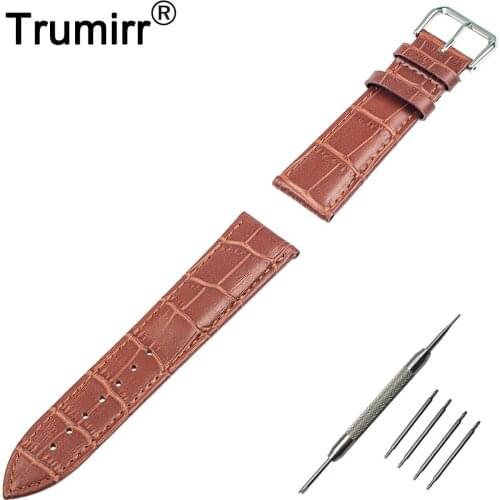 22mm Genuine Leather Watch Band for ASUS Zenwatch 1 2 LG G Watch W100 W110 W150 Pebble Time / Steel Replacement Strap Bracelet