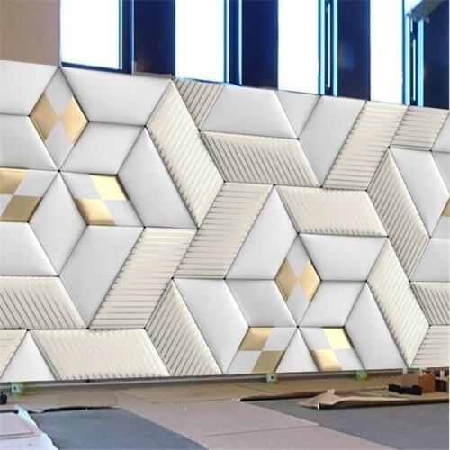Geometry White Leather Textced Papel De Parede 3d Cafe Bar Restaurant Wall Paper Living Room Bedroom Decor Mural Wallpaper 3D