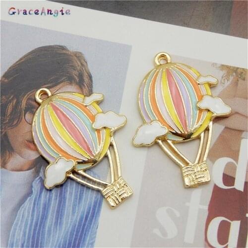 4pcs/pack hot air balloon pendant 31*23mm Clouds Jewelry DIY Chain Necklace Bracelet Charms New Earrings Accessories Craft
