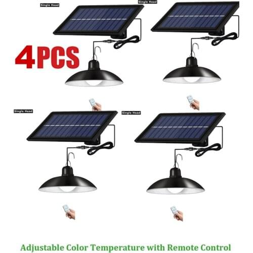 4pcs Retro Lampshade LED Solar Pendant Light Outdoor Indoor Solar-Power Lamp Line Bulb Shed Lighting For Home Garden Yard Chande