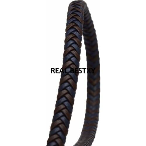 5m/lot approx:7*4mm navy brown Mixed Color Leather Rope Bracelet Making Flat Braided Cord String Rope DIY Craft Accessories cord