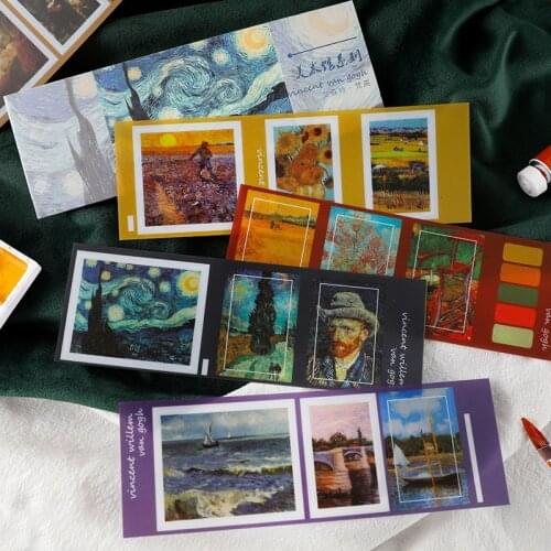 5pcs Retro Art Gallery Waterproof Sticker Impressions of Monet Van Gogh Diy Decoration Materials Stationery School Supplies