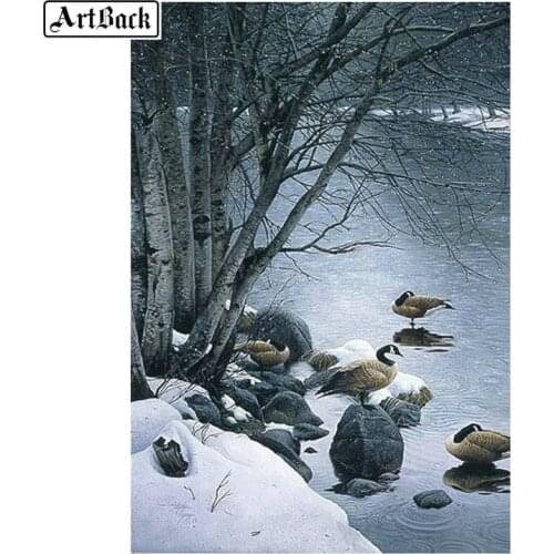 5d diy diamond painting winter snow tree 5d full drill square diamond embroidery crystal mosaic wall decoration