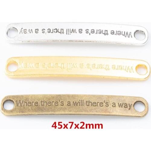 70pcs 45*7MM Where theres a will theres a way connector charms metal alloy pendants for bracelet necklace diy jewelry making
