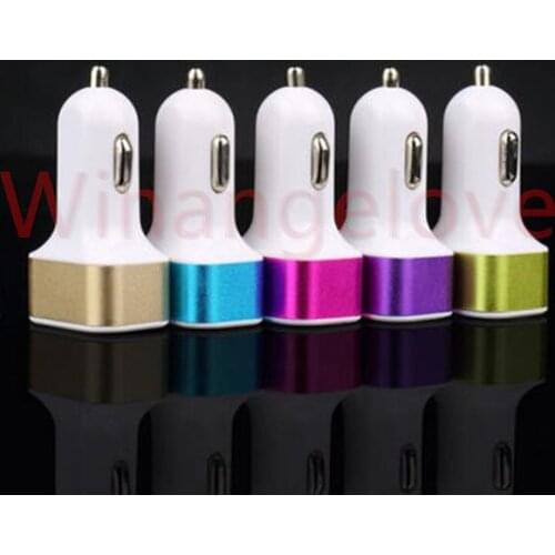 200pcs 2.1A+1A Aluminum Square edge dual 2 ports usb Car Charger USB Adapter Charger for iphone x 8 7 for samsung s9 s8