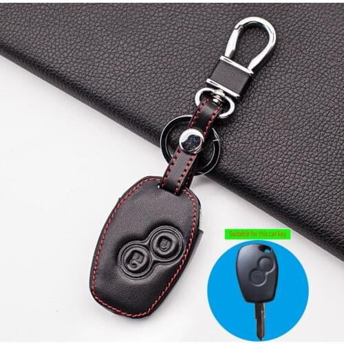 Carrying 2 Buttons Remote Leather Car Key Case Cover For Renault Dacia Logan Sandero Clio Kangoo Master Trafic
