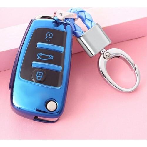 Car Folding Key Cover Full Case Buckle Set Suitable for Audi A1 A3 Q3 A6L Q2L Q7 S3 QA1 2018 2019 Remote Protective Holder Shell