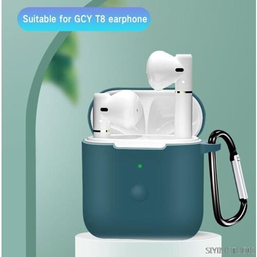 TWS Earphone Case Cover For QCY T8 Wireless Headset Protective case For QCY T8 Soft TPU Case With hook buckle for TWS QCY T8