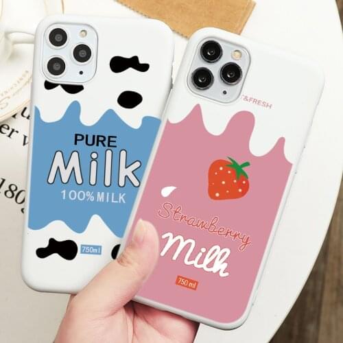 Cute Milk Case For Samsung Galaxy A70 A52 A51 A21s A20e A50 A12 A20 A30 A31 A40 A71 S8 S9 S10 S20 FE S21 Plus Ultra Bumber Cover