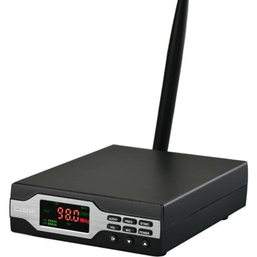 CZE-01B PLL Stereo FM Transmitter MONO Radio Broadcast Station 0-1W 10-Level Home Campus Audio Amplifier 50/75us 76-108MH