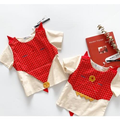 Tonytaobaby Summer New Boys and Girls Childrens Small Fox Short Sleeve Funny T-shirt