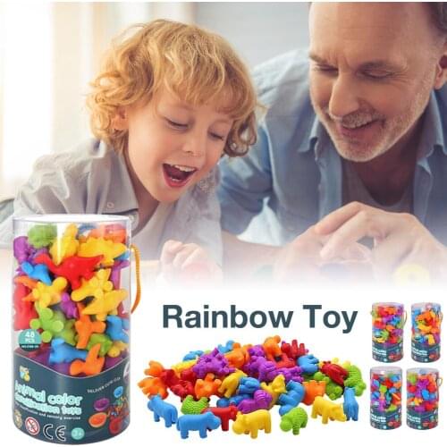 Kid Rainbow Matching Game Animal Cognition Rainbow Color Sort Fine Motor Training Montessori Sensory Education Puzzle Toy Gift