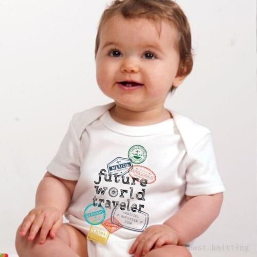 Newborn Baby Boys Girls Short Sleeve Letter Future World Traveler Cartoon Cotton Romper Summer Baby Jumpsuits Clothes