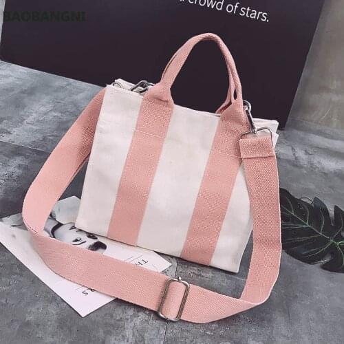 New Korean version Contrast color Canvas bag big capacity ladies hand bags high quality shoulder bag