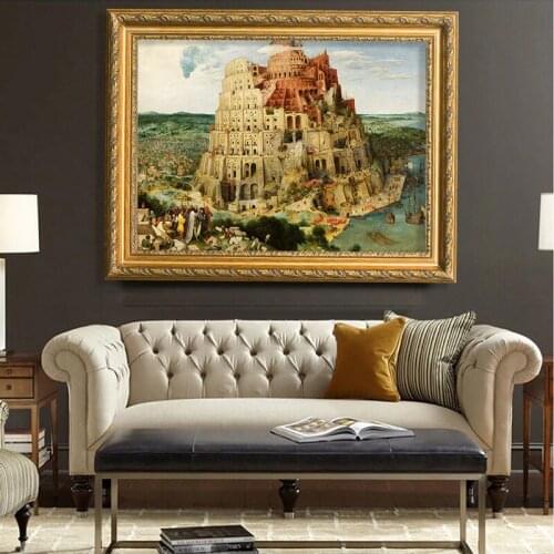 Classic Artwork Bruegel Pieter The Tower of Babel Canvas Prints Painitng Poster Wall Art Pictures for Living Room Home Decor