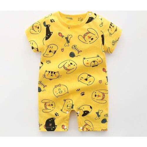 2019 New Fashion 100% Cotton Baby Bodysuit Short Sleeve Infant Jumpsuits Newborn Kids Clothing Baby Boys Girls Clothes 0-24M