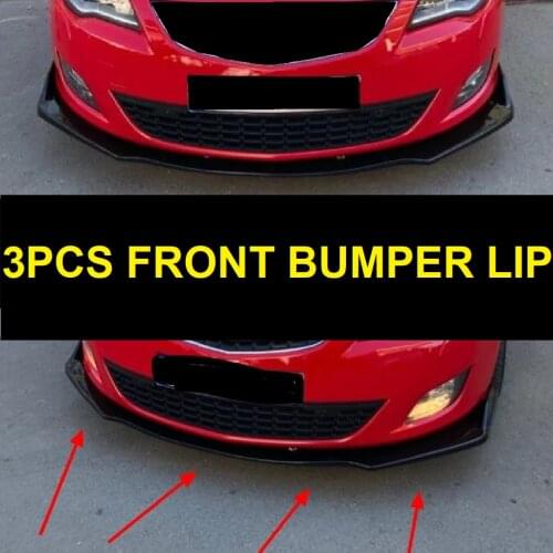 For Opel Astra J Front Bumper Lip Body Kit Spoiler Splitter Diffuser Lip 3pcs High Quality ABS Plastic Professional universal