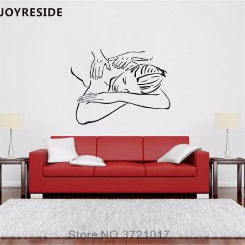 JOYRESIDE Massage Woman Wall Decal Spa Salon Girls Wall Sticker Modern Vinyl Decal Home Livingroom Decor Interior Design A736