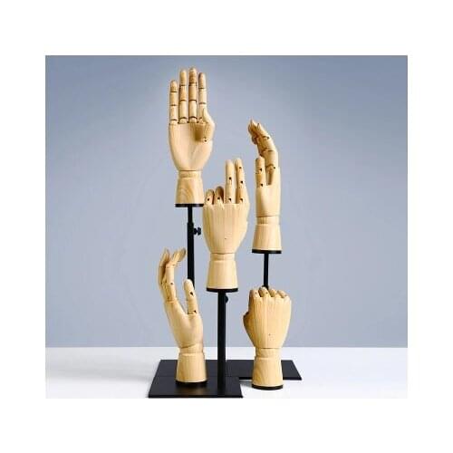 Fashionable New Arrival Wooden Hand Mannequin Hand Model With Metal Base On Sale