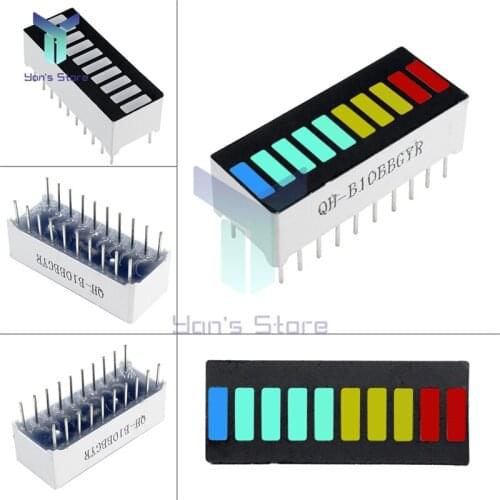 2Pcs LED Light Display Module 10 Segment Bargraph Display Module Bar Graph Ultra Bright Red Yellow Green Blue Multicolor DIY Kit
