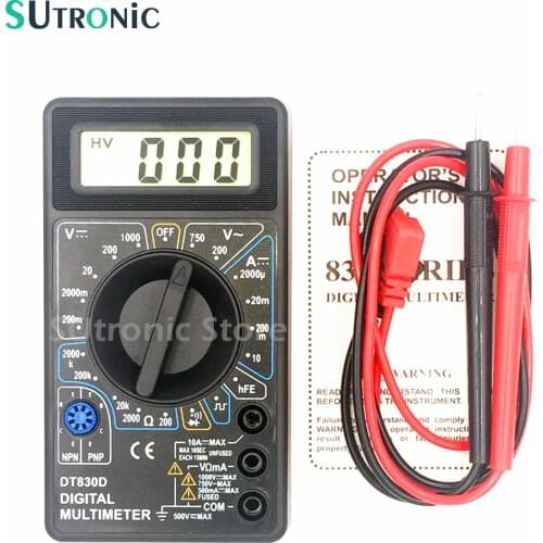 DT-830D Mini Digital Multimeter with Buzzer Overload protection Square Wave Output Voltage Ampere Ohm Tester Probe DC AC LCD