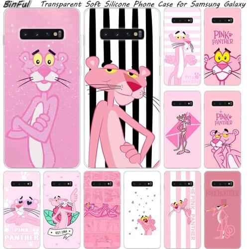 Hot Cute cartoon Pink Panther Soft Silicone Case For Samsung Galaxy S10 S9 S8 Plus S7 Edge A6 A8 Plus A7 A9 2018 A5 2017 Cover