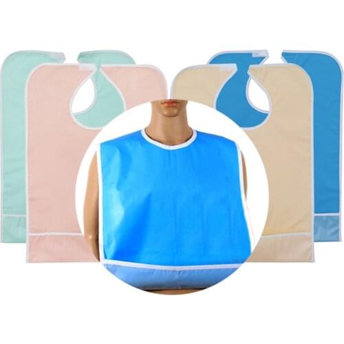 Adult Bib Waterproof Anti-oil PVC Fabric Bib Elderly Aged Senior Citizen Mealtime Cloth Protector Disability Aid Aprons