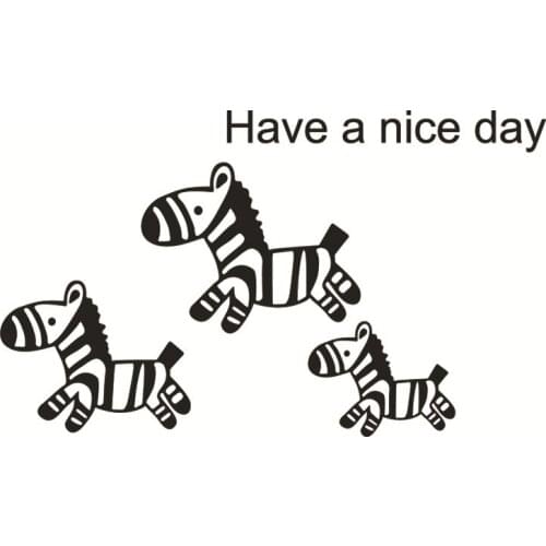 Cartoon Zebra Adhesive Sticker Have A Nice Day DIY Wall Sticker for Kids Room Nursery Living Room