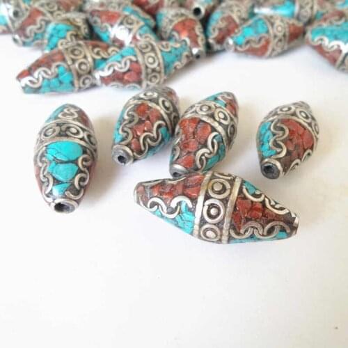 NBB285 Nepalese Hand Beads Long Shuttle bullet bead 5beads lot wholesale