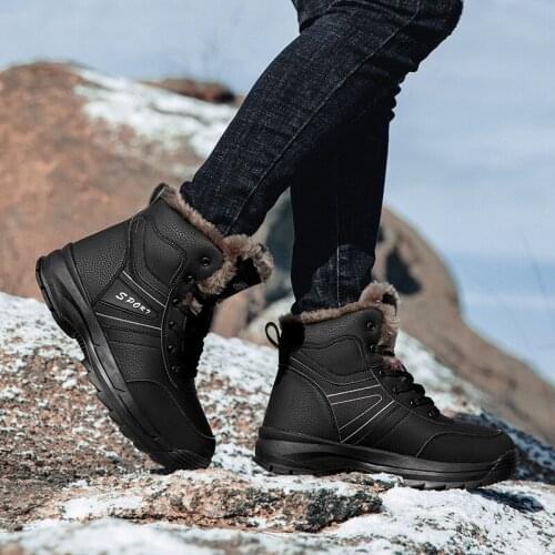 2020 new mens snow boots non-slip plus velvet thick wear-resistant waterproof winter outdoor middle tube cotton boots men