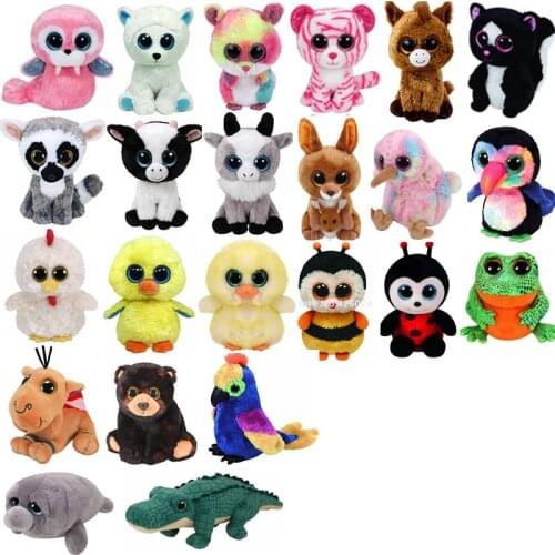 New Big Eyed Ladybug Walrus Hamster Kangaroo Bird Chick Kangaroo Tiger Plush Kids Stuffed Animals Toys For Children Gifts 15CM