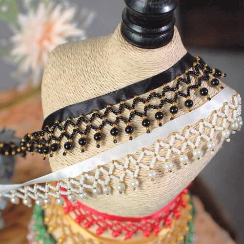 New Color Handmade Beading Lace Pearl Bubble Beads Tassel Ribbon Lace Garment Home Textiles DIY Accessories Beaded Mesh Lace