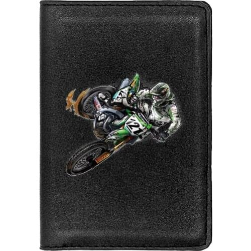Cool Motorcycle Rider Black Travel Passport Cover ID Credit Card Holder Case