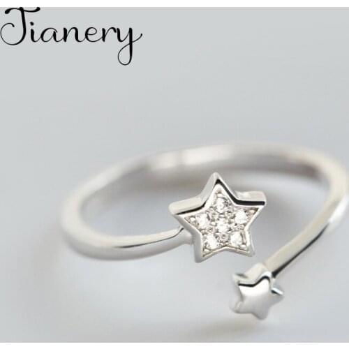 Charming Boho Korean Open Adjustable Size Crystal Star Rings for Women Wedding Ring Jewelry Valentines Day GIFT