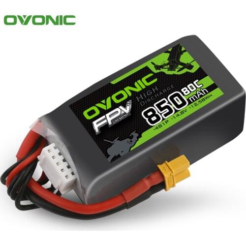 Ovonic RC Battery 4S 80C 850 MAh 14.8V Lipo Battery With XT30 Plug For FPV Helicopter Drone Aircraft Racing 4 PCS