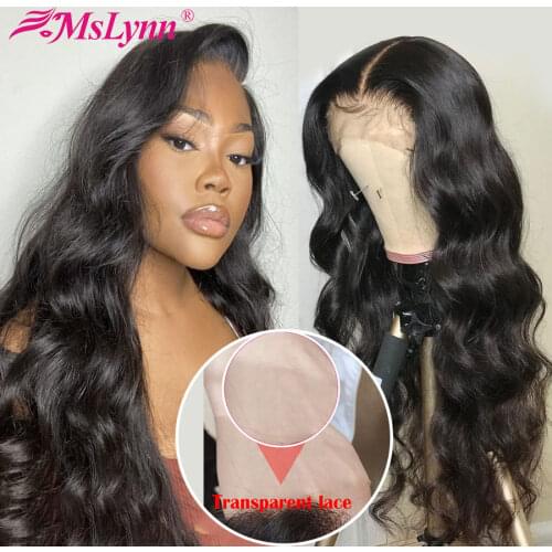 Body Wave T Part Wig Human Hair Transparent Lace Wigs For Women Brazilian Body Wave 13x4x1 Lace Wig 180 Density Remy Mslynn Hair