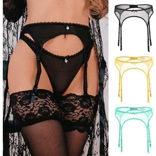 Varsmiss new sexy lace garter transparent solid underwear S M L XL XXL black/white/wine red garters for stockings