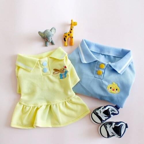 Casual Summer Dog T Shirt With Skirt Outdoor Fashion School Style Pet Outfit Cat Clothes For Party Costumes Shih Tzu Drop Ship