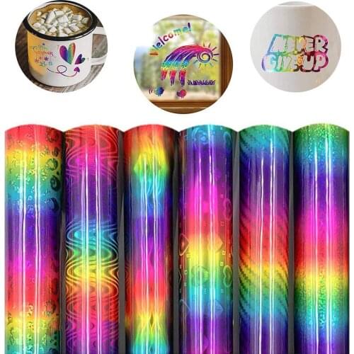 12''x 60'' Rainbow Self-Adhesive Vinyl Roll Craft Vinyl for Signs Letters 6 Colors Advertising Decoration Stickers Sticky Notes