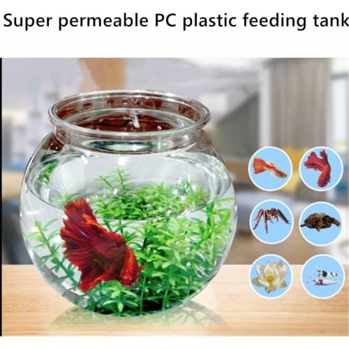 An Anti-fall Fish Tank Living Room Tabletop Household Round PC Plastic Transparent Glass Mini Turtle Tank Gold Tank