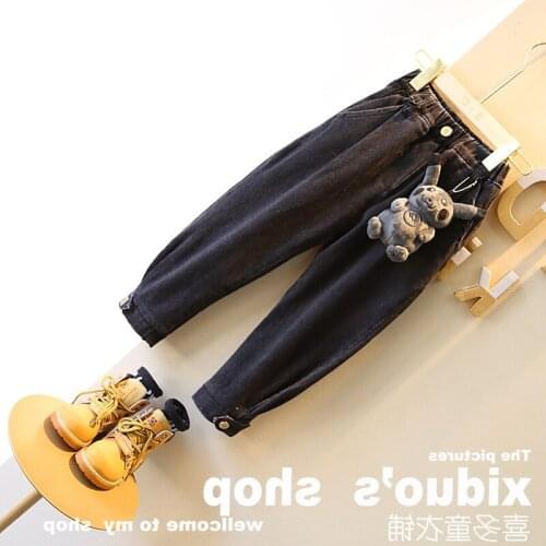 Girl Pants Childrens Dneim Pants 2019 Winter Toddler Girl Plus Velvet Thick Jeans Kids Casual Cowboy Pants for Girls with Doll