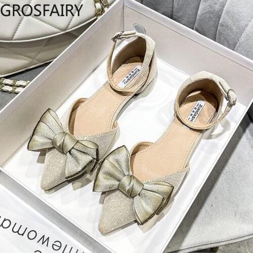 Summer Womens Bowknot Flat Shoes Women Pointed Toe Single Shoes Large Size Womens Shoes Fashion Sandals Women 41 One 43