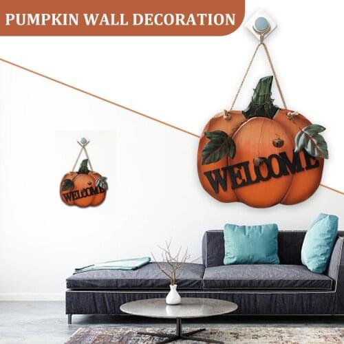 Pumpkin Welcome Sign MDF iron Rustic Decor for Autumn Harvest Thanksgiving Halloween Door Wall Hanging Ornament JW